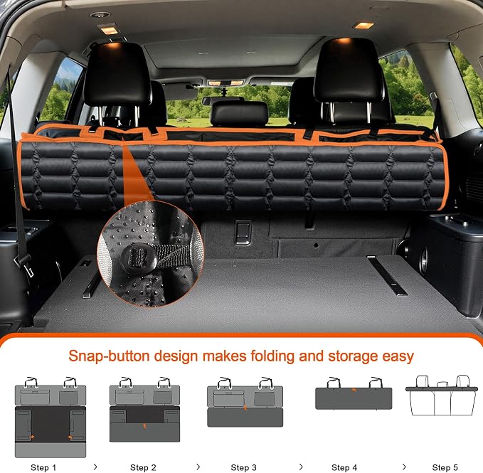 Reliadura SUV Cargo Liner for Dogs, Waterproof Pet Cargo Cover with Bumper Flap Protector, Scrachproof Non-Slip Dog Seat Mat for SUVs, Large Size Cargo Liner Universal Fit (Orange) - Image 4