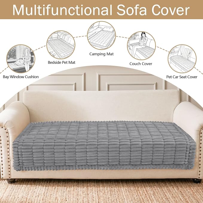 hyha Couch Cover for Dogs, Washable Non Slip Plush Flannel Sofa Protector | Thick Flannel, Anti-Slip Backing, Pet Hair & Scratch Protection, Fits Sofa & Loveseat (35.4" x 70.9") - Image 3
