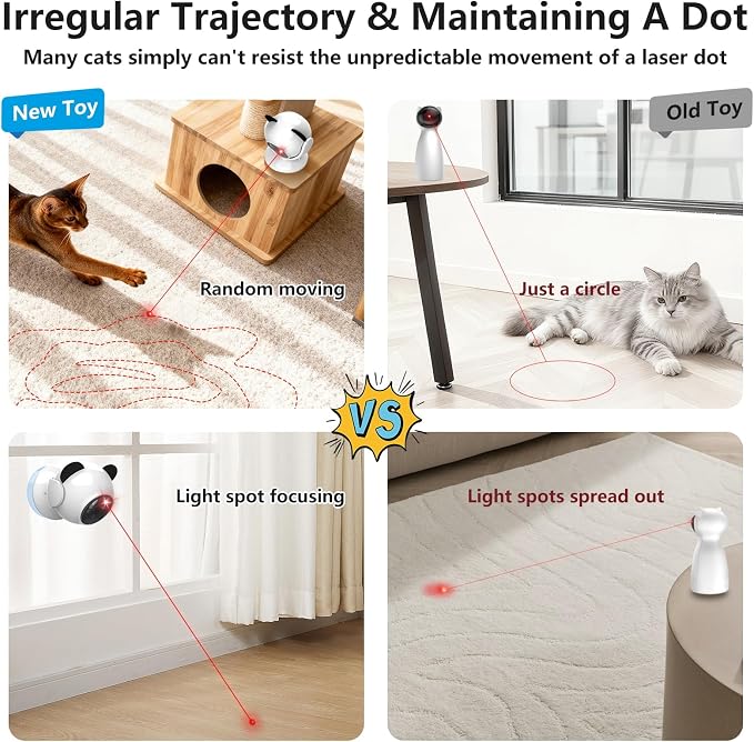Saolife Laser Cat Toys for Indoor Cats, Truly Random Trjajectory, Suction Cup Design, Run Quiet, Interactive Cat Toy Automatic - Image 4