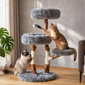 Pear Wood Branch Cat Tree, Cat Tower with Premium Faux Fur Plush | Cat Tree, Solid Pear Wood Real Branch, Deep Plush Cushions, 40 lbs Support, 3 Platforms, Natural Sisal, Modern Cat Tower by Purrlato