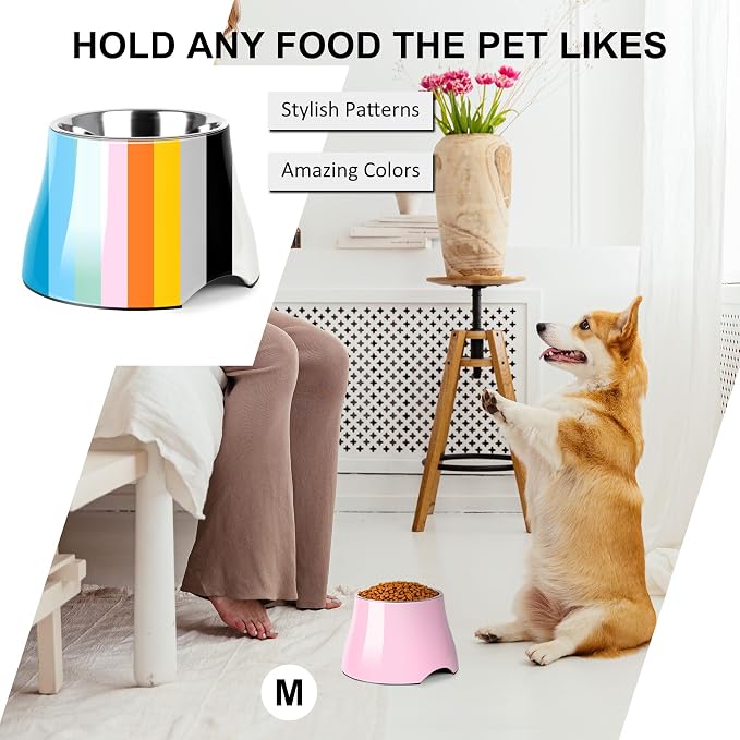 Dog Bowls,Cone Friendly Non Slip Single Dog Bowl with Stainless Steel Inner, Raised Bowls for Small Dogs Spaniel Dogs Long Ear, High Capacity, M/2 Cup Pink - Image 6