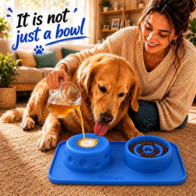 2 in 1 Silicone Slow Feeder Dog Bowl & Lick Bowl,Pet Feeding Bowl | Food Grade Silicone for Slow Eating, Anxiety Relief & Mental Stimulation, Non-Slip Dog and Cat Bowl - Image 4