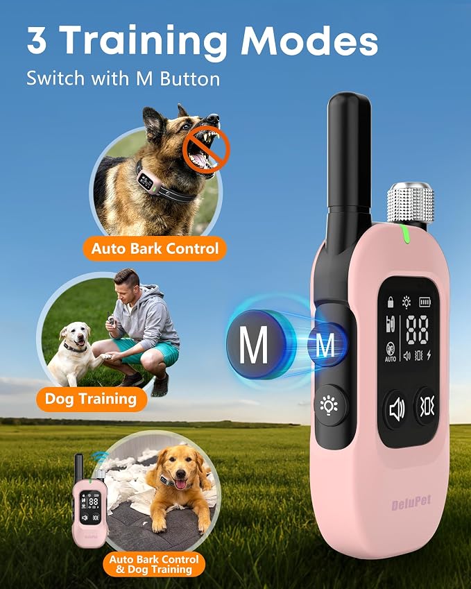 2-in-1 Dog Bark Collar & Training Collar with Remote, 4500FT Range | Shock Collar with Automatic Anti-Bark Control, IPX8 Waterproof Receiver, LED Light, and Adjustable Fit for All Breed - Image 3