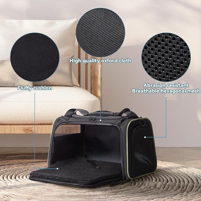 PETSFIT Large Cat Carrier, Dog Carrier up to 25Lbs, Pet Privacy Protection Travel Pet Carrier for Medium and Large Cats, Small Dogs, Puppies (Large, Black) - Image 4