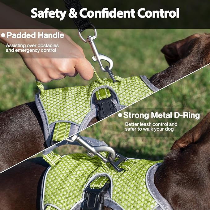 Escape Proof Dog Harness, Dachshund Harness, Reflective Dog Harness with Handle, Durable,Adjustable Vest for Small Medium Large Dogs Walking, Training, and Running Gear (Green,L) - Image 4