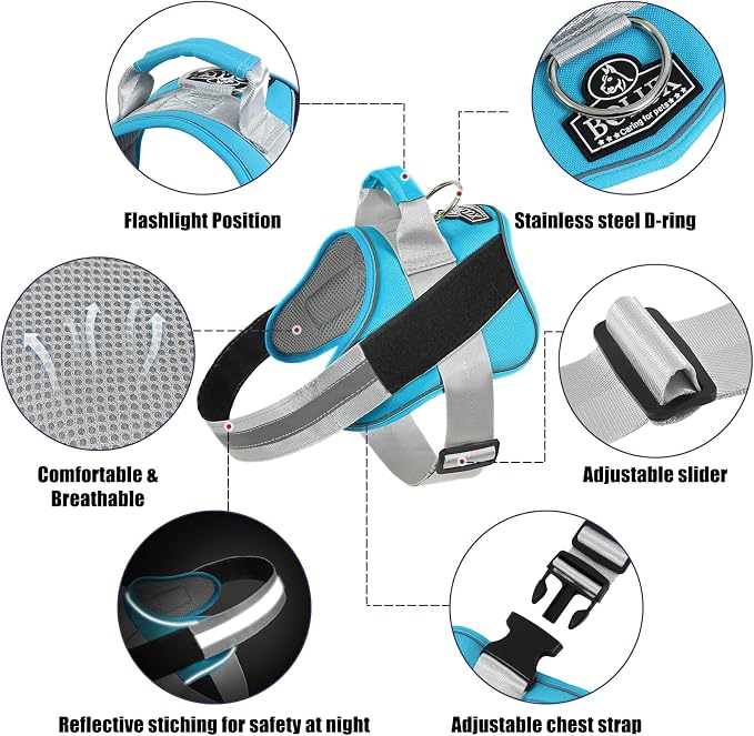 Dog Harness, No-Pull Reflective Dog Vest, Breathable Adjustable Pet Harness with Handle for Outdoor Walking - No More Pulling, Tugging or Choking (OceanicBlue, X-Large (Pack of 1)) - Image 2