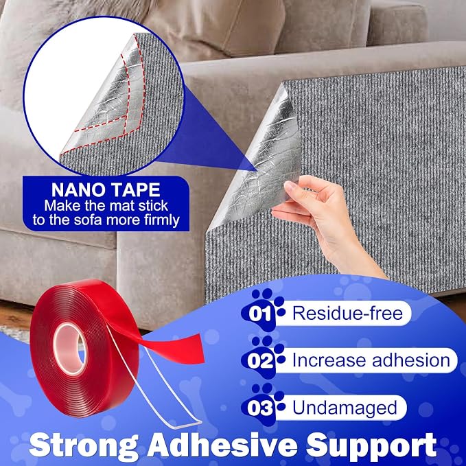 ENONCI 23.6x15.8 Cat Scratcher Mat, Self-Adhesive Cat Scratch Furniture Protector - Image 7