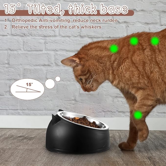 Irenare Elevated Cat Bowls 4 Pack, Stainless Steel Slanted Food Dishes 7oz, Raised Pet Bowls for Cats Small Breeds, Ergonomic Kitten Puppy Feeding Set for Digestion Health Easy Clean - Image 4