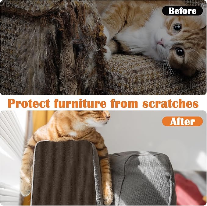 Cat Scratch Protectors for Furniture - 40" x 15.8" Trimmable Self-Adhesive Cats Claws Scratch Pads, Cat Climbing Couch Protector for Protecting Furniture Couch Chair Sofa Cats Pet Gift (Brown) - Image 4