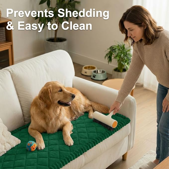 Smiry Non Slip Couch Cover for Dogs, Fuzzy Plush Pet Sofa Protector | Washable Furniture Cover for Large Dogs & Cats, Scratch & Dirt Resistant, For 3 Cushion Couch, Turquoise, 27.6"x82.7" - Image 8