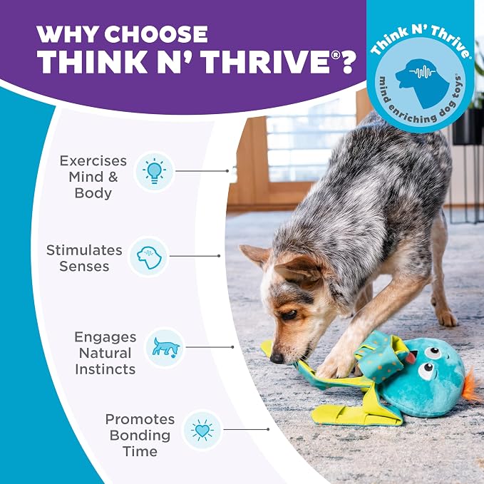 Outward Hound Nina Ottosson Silly Legz Octopus Dog Toy Treat Puzzle, 13.8" | Roll-Up Legs, 15 Hidden Treat Pockets, Plush Floppy Body, Squeaker in Head, Interactive Snuffle & Seek, Dogs & Puppies - Image 6