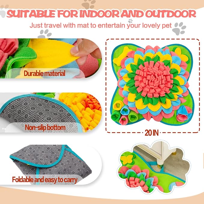 Snuffle Mat for Dogs Pet Treats Feeding Mat for Small/Medium Breed Dogs Non-Slip/Portable/Durable Interactive Dog Puzzle Toys Encourages Natural Foraging Skills (Pink) - Image 4