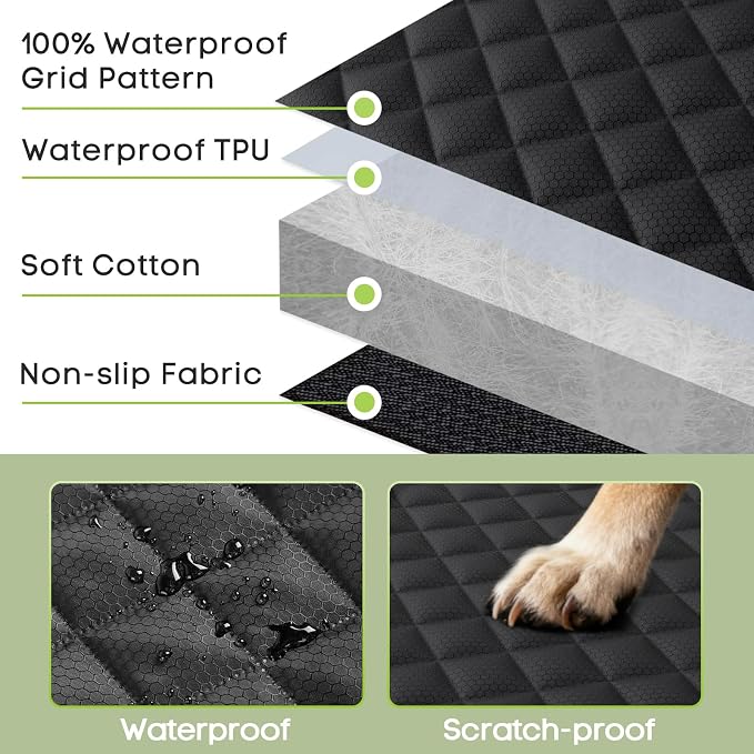 2 Pack Dog Car Seat Cover for Front Seat, Pet Car Seat Protector | Waterproof Scratchproof Non-Slip Captain Chair Cover, Full Protection with Side Flaps, Large Pocket, Fits Cars/Trucks/SUVs - Image 6