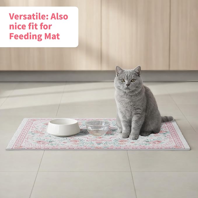 Cat Litter Mat 24"x15" for Litter Box, Non-Slip Washable Floor Mat with Litter Trapping Design, Scatter Control for Cats and Kittens, Pink - Image 6