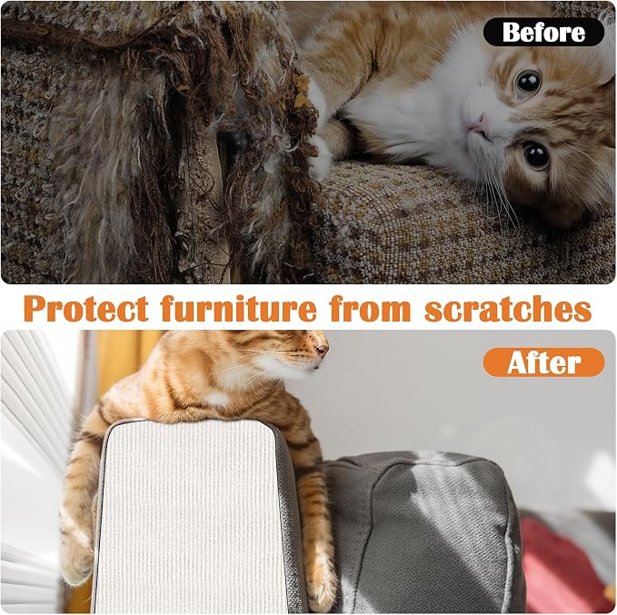 Cat Scratch Furniture Protector - 158" x 13.8" Trimmable Self-Adhesive Cats Claws Scratch Pads, DIY Cat Climbing Couch Protector for Scratch Post Cat Tree Replacement Indoor (Cream White) - Image 4