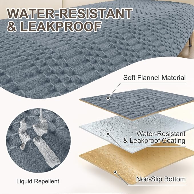 Smiry Waterproof Couch Covers for Dogs Washable, Non Slip Pet Sofa Cover | Plush Scratch Resistant Flannel Furniture Protector for Dogs, Grey, 36" x 82.7" - Image 3