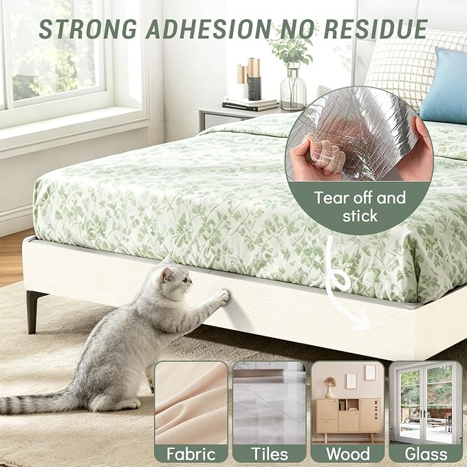 Anti Cat Scratch Furniture Protector, Couch Protector from Cat Claws | 78.7" x 15.8" Heavy Duty Couch Guard with Twist Pins & Tape, Furniture Protection for Sofa Corner & Door Window (Off-White) - Image 6
