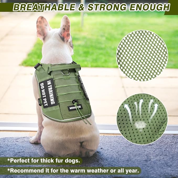 WINSEE Service Dog in Training Mesh Harness with 10 Removale Pet Patches | Breathable material, adjustable straps, reflective trim, lightweight but durable, great for training, walks, and outings - Image 2