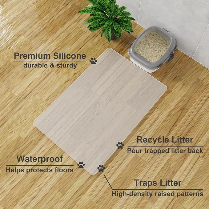 XXL Cat Litter Mat, 37.5x25.2 Semi Transparency, Premium Silicone Rubber, Waterproof & BPA-Free, Traps Litter, Easy to Clean, Keeps Floors Tidy - Image 2