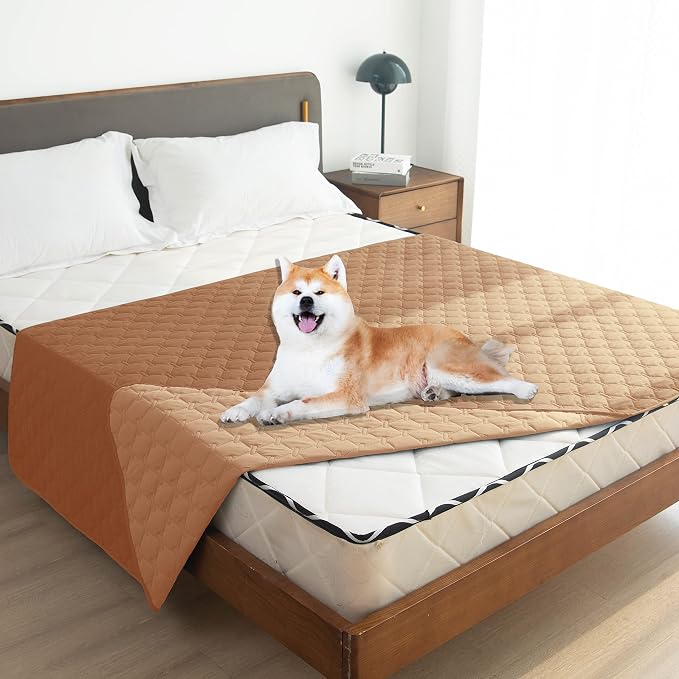 gogobunny Waterproof Dog Blankets for Large Dogs, Pet Bed Cover Breathable | Washable Pee Pads, Quilted Throw Blanket, Furniture Protector for Couch Sofa Bed Car, 82x82 Inch Dark/Light Pumpkin - Image 7