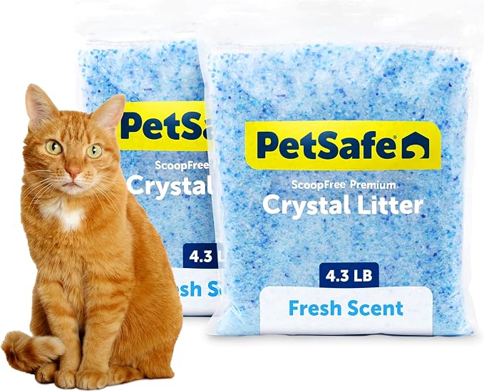 PetSafe ScoopFree Premium Crystal Litter, Fresh Scent, 4.3 Lb Bag, 2 Pack | Ultra-Absorbent Crystal Cat Litter, 5x Faster Odor Control, 99% Dust-Free, Low Tracking, Refills Any Cat Box or Tray by PetSafe