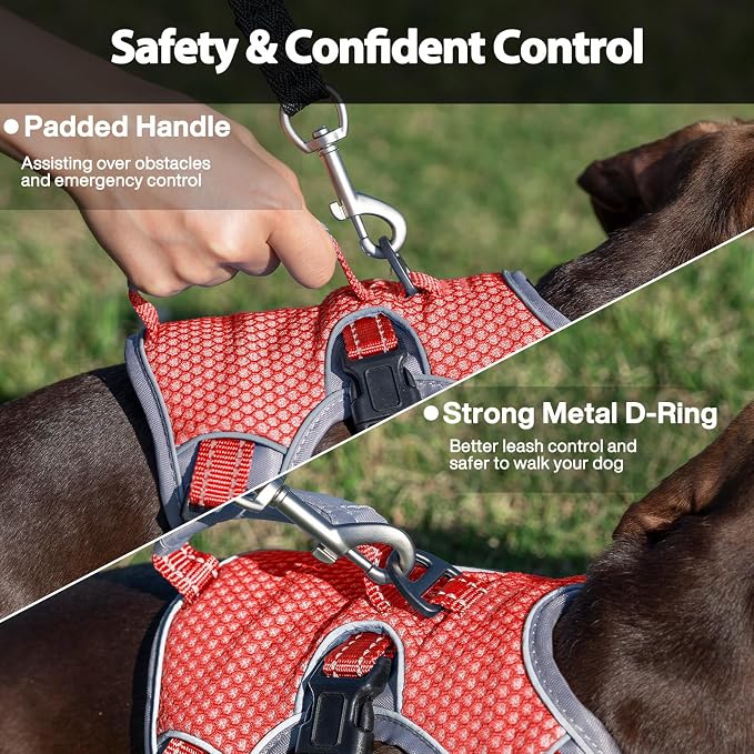 Escape Proof Dog Harness, Dachshund Harness, Reflective Dog Harness with Handle, Durable,Adjustable Vest for Small Medium Large Dogs Walking, Training, and Running Gear (Red,S) - Image 4