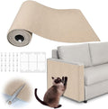 Cat Scratch Furniture Protector - 118" x 17" Trimmable Self-Adhesive Cats Claws Scratch Pads, DIY Cat Climbing Couch Protector for Scratch Post Cat Tree Replacement Indoor (Khaki) by Inchoco