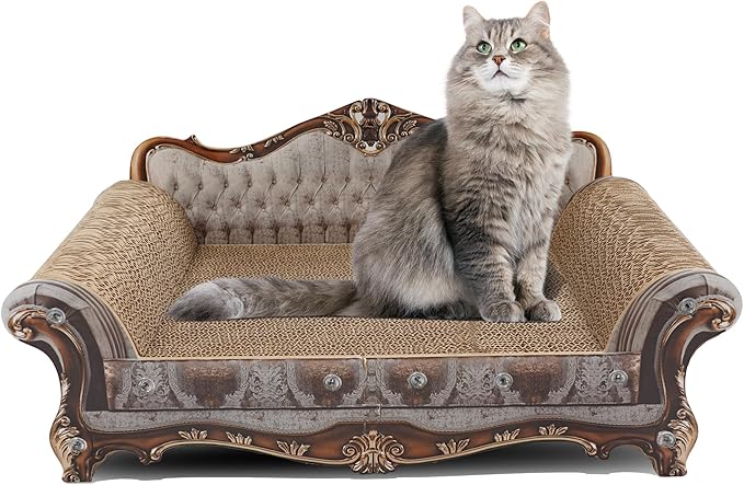 Sofa Shaped Scratching Couch,Thick Scratching Cardboard, Lounge Bed for Indoor Rest&Play, Sofa Scratcher Pad (23 "L X 12.2" W X 10.6 "H) by COOZMENT