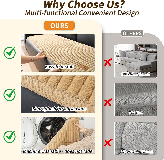 Couch Covers for Dogs, Velvet Dog Couch Cover, Pet Couchs Covers for 3-4 Seater, Couchs Protector for Dogs, Sofa Cover for Pets Washable(1PC, Light Brown, 27.6"×94.5", 3-4 Seater) - Image 3