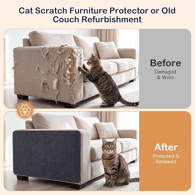 Cat Scratch Furniture Couch Corner Protector from Cat Claws, 78.7x15.8 Inch | Cat Wall Scratcher Mat with Catnip, Adhesive Cat Scratching Pads Renew Cat Stuff Sofa Tree Scratching Post Board Bed Tower - Image 3