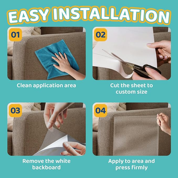 Mimi&Bubu [New Glue Extra-Thick BPA-free] Anti Scratch Furniture Protector(160" x 13"), Single-Sided Sticky Couch Protector for Cats and Dogs, Couch Corner Guard from Claws, Cat Scratch Deterrent Tape - Image 2