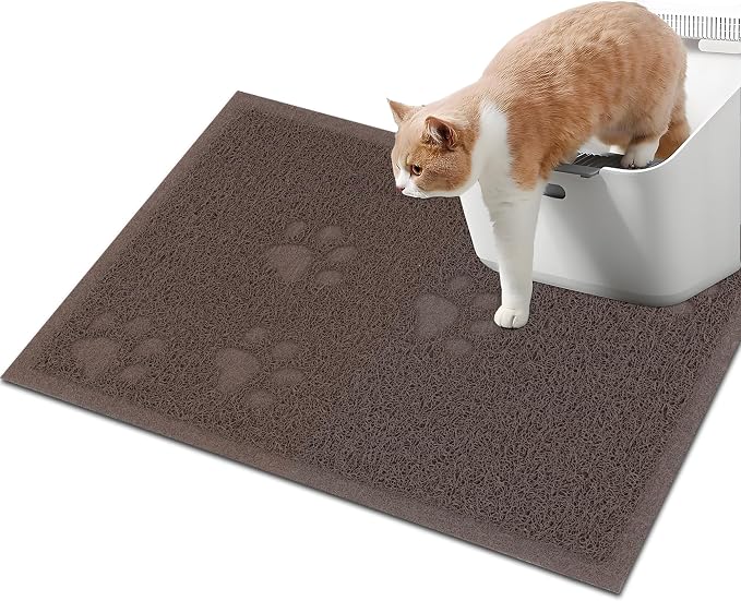 Darkyazi Cat Litter Box Mat for Floor Litter Trapping Mat Non-Slip Backing, Scatter Control, Easy Clean, Water Resistant, Soft on Paws (15.75" x 11.75",Coffee) by DARKYAZI