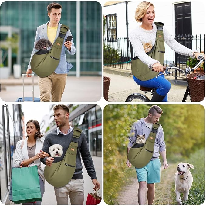 CUBY Dog and Cat Sling Carrier - Hands Free Reversible Pet Papoose Bag - Soft Pouch and Tote Design - Suitable for Puppy, Small Dogs Cats Outdoor - Image 6