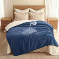 Luciphia Waterproof Pet Blanket, Washable Reversible Sherpa Fleece Throw | Liquid-proof furniture protector for bed and couch, soft reversible sherpa fleece for dogs, cats blue, L by luciphia