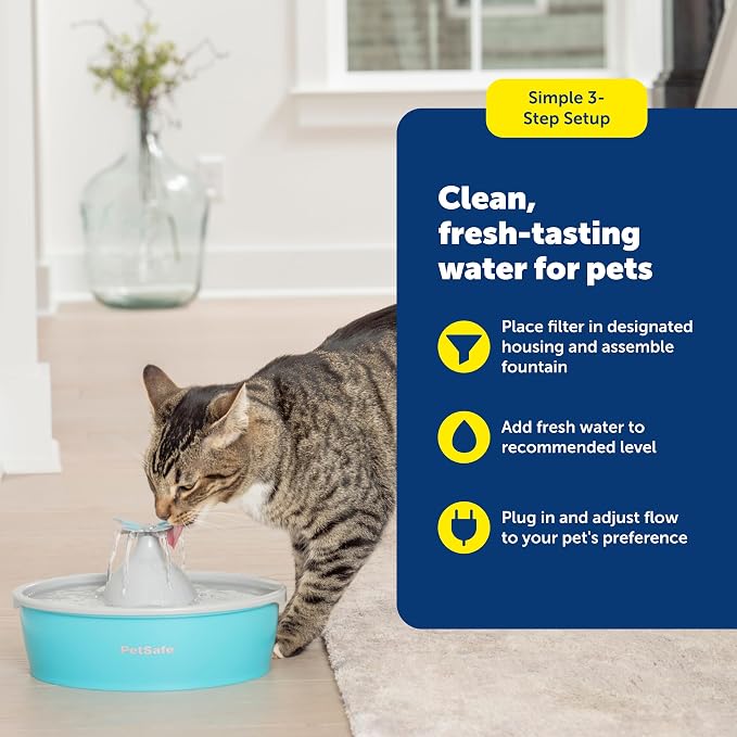 PetSafe Butterfly Cat Water Fountain, Pump & Filters, 50 oz Capacity | Butterfly Topper Creates 4 Water Streams, Replaceable Carbon and Foam Filter Keep Water Fresh and Clean - Image 5