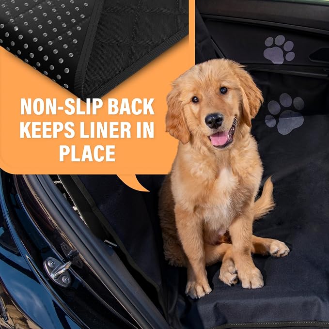 Active Pets XL Waterproof Hammock Large Car Seat Cover, Fits SUVs Trucks Big Sedans, Secure Convertible Travel Bed Protects Backseat Cargo from Dog Puppy Pet Water Food Drool Urine, Black Orange Trim - Image 3