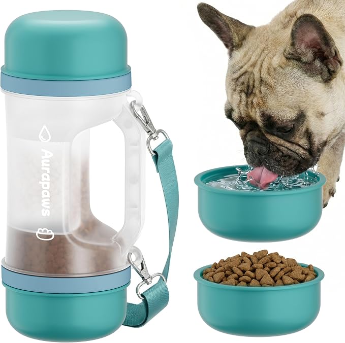 20.3oz Dog Water Bottle Portable with Food Container & 2 Bowls | Feeding & Hydration, 8.5oz Food Storage, 8.5oz Travel Water Bowl, 4.2oz Food Bowl, Portable Pet Dispenser for Hiking Camping - Image 8