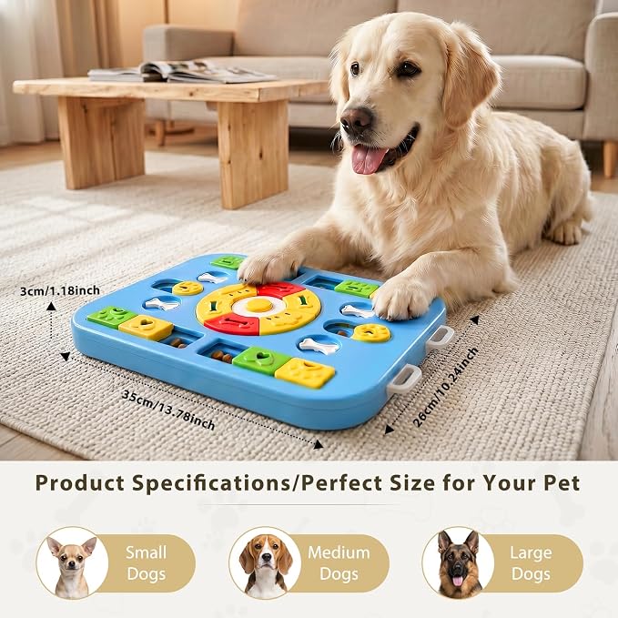 Dog Puzzle Toy, Treat Dispensing Dog Enrichment Toys, Blue | Interactive IQ Brain Stimulation, Slow Feeder Treat Dispenser, Non-Slip Durable, For Small Medium Large Dogs Cats Puppies - Image 2