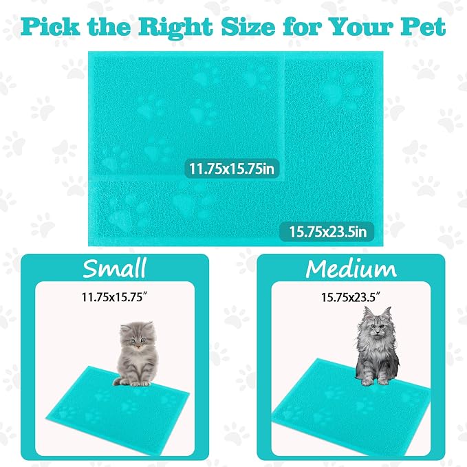 Darkyazi Cat Litter Box Mat for Floor Litter Trapping Mat Non-Slip Backing, Scatter Control, Easy Clean, Water Resistant, Soft on Paws (15.75" x 11.75",Lake Blue) - Image 8