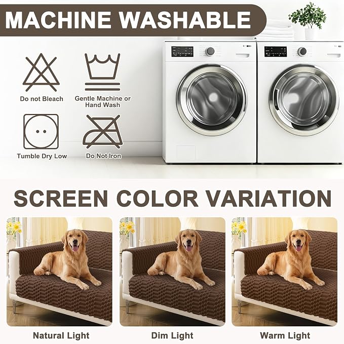 Smiry Waterproof Couch Covers for Dogs Washable, Non Slip Pet Sofa Cover | Plush Scratch Resistant Flannel Furniture Protector for Dogs, Chocolate, 27.6" x 27.6", 2 Pack - Image 9