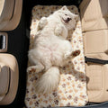 Dog Car Seat Cover for Back Seat, White Paw Print Flannel Pet Bed Mat, Non-Slip Waterproof Bottom, Washable Dog Bed & Seat Protector for Cars SUVs Trucks, Fits Backseat Extenders by ZHAOGIEBOND