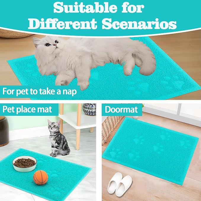 Darkyazi Cat Litter Box Mat for Floor Litter Trapping Mat Non-Slip Backing, Scatter Control, Easy Clean, Water Resistant, Soft on Paws (15.75" x 11.75",Lake Blue) - Image 7