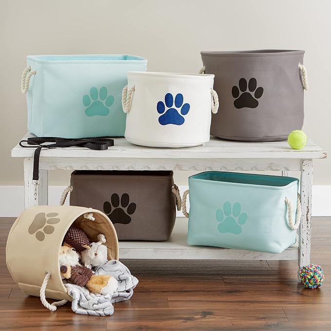 Bone Dry Pet Storage Collection Collapsible Bin, Medium Round, Gray - Image 6