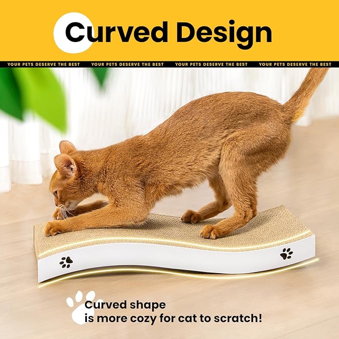 Cat Scratcher, Durable Scratch Pad, Corrugated Cardboard Scratching Board for Indoor Cats, Heavy Duty, Double-Sided Usability, Recyclable, with Catnip, Medium, 4 Pack - Image 2