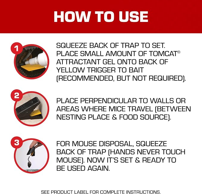 Tomcat Mouse Snap Trap, Effectively Kills Mice for Clean, No-Touch Disposal, 4 Traps (Pack of 2) - Image 4