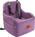 Lealchum Dog Booster Car Seat for Small/Medium Dogs,Puppy Portable Car Bed with Elevated Cushion,Fully Detachable and Washable,2 Storage Pockets,Easy to Install (Purple, Medium) by Lealchum