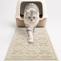 Yimobra Cat Litter Mat, Easy Clean Trapping PVC Mat, 35.4" x 23.6", Waterproof Backing, Non Slip Bottom, Scatter Control Pad for Litter Box, Beige by Yimobra