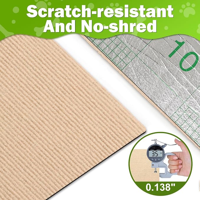 ENONCI 78.7x15.8 Cat Scratch Pad, Furniture Protector for Couch Corners | Trimmable, No-Shedding Cat Scratch Pad with Self-Adhesive Backing for Climbing, Protects Walls, Carpet and Couch - Image 3