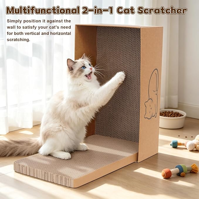 Multi-Use Cat Scratcher, 17.5" Large Cat Scratcher Pad 5 Pcs with Box, Reversible Cardboard Cat Scratcher Lounge for Indoor Cats and Kittens, Post and Furniture Protector - Image 3
