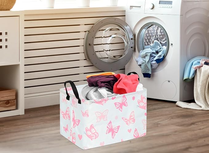 Storage Basket Home Shelf Basket Kids Organizer Box Clothes Laundry Hamper Nursery Bin Gift Laundry Basket with Handles for Home (Butterfly) - Image 5